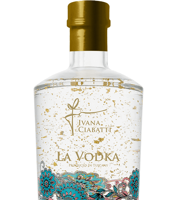 vodka ivana ciabatti la vodka cl.70 con foglia di oro alimentare 23 kt